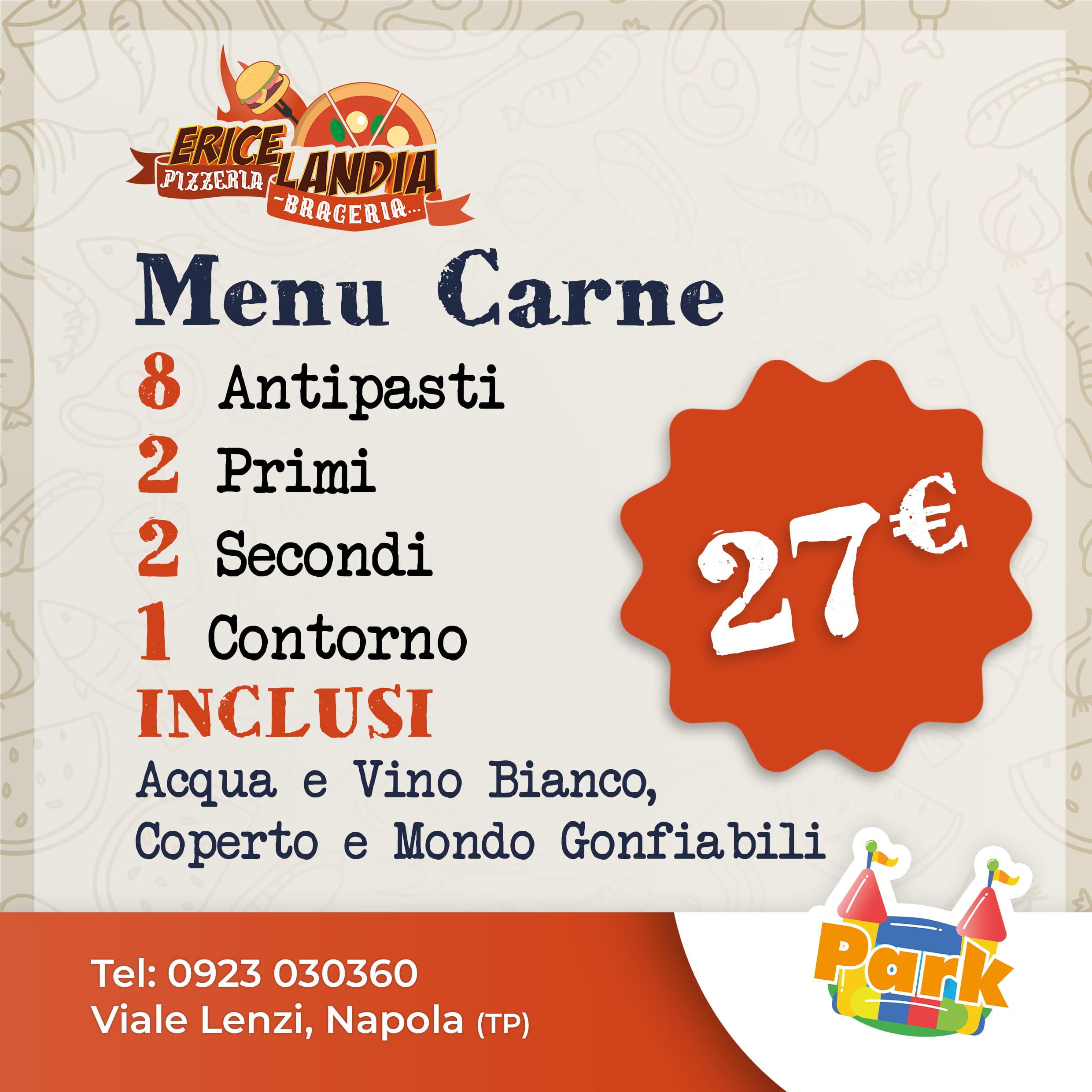 menu quadrato carne